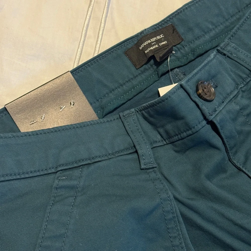 Banana Republic Factory Authentic Chino Barrel Pants in teal NWT size 12 - Picture 3 of 5